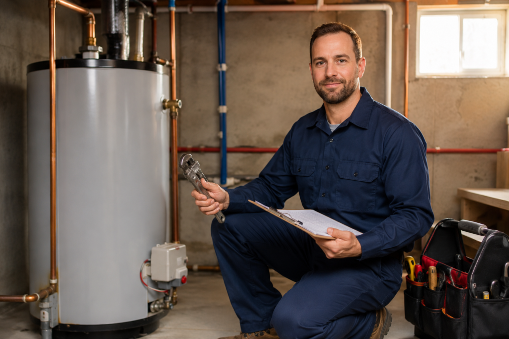 Licensed plumber preparing a cost estimate for a Rochester, NY homeowner